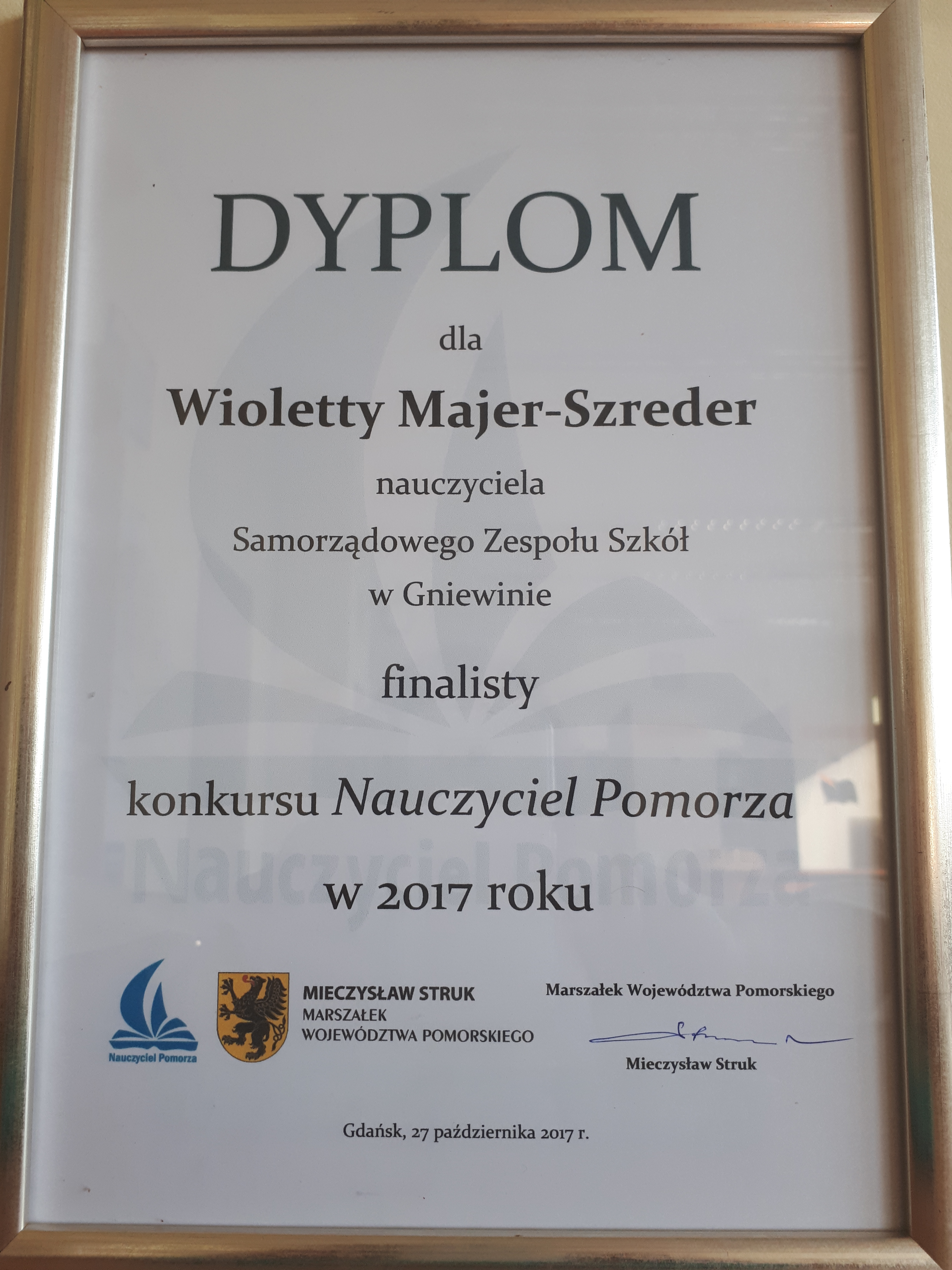 Pani Wioletta Majer-Szreder finalistką tytułu Nauczyciel Pomorza 2017
