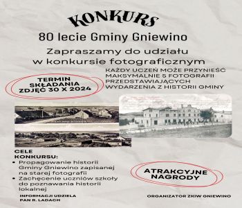 Zapraszamy do konkursu „80 lecie Gminy Gniewino na fotografii”