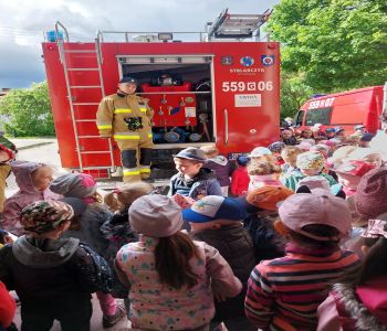 Wizyta przedszkolaków w straży pożarnej. zdjecie 8